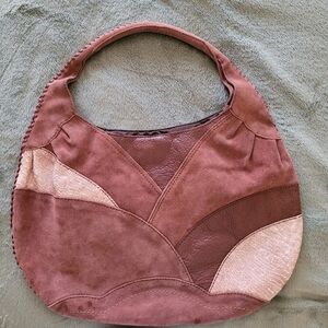 LUCKY BRAND Patchwork Suede Leather Snake Skin Hobo, Vintage/Hippie, EUC